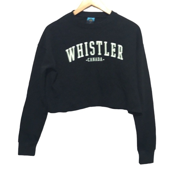COASTAL Culture Whistler Canada cropped sweatshirt size Small black white - Picture 1 of 10
